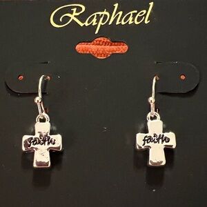 3/$18 Raphael Silver Cross Earrings Lot 1082